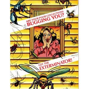 1989 Exterminator Arcade Game Flyer Gottlieb Vintage Bug Shooter